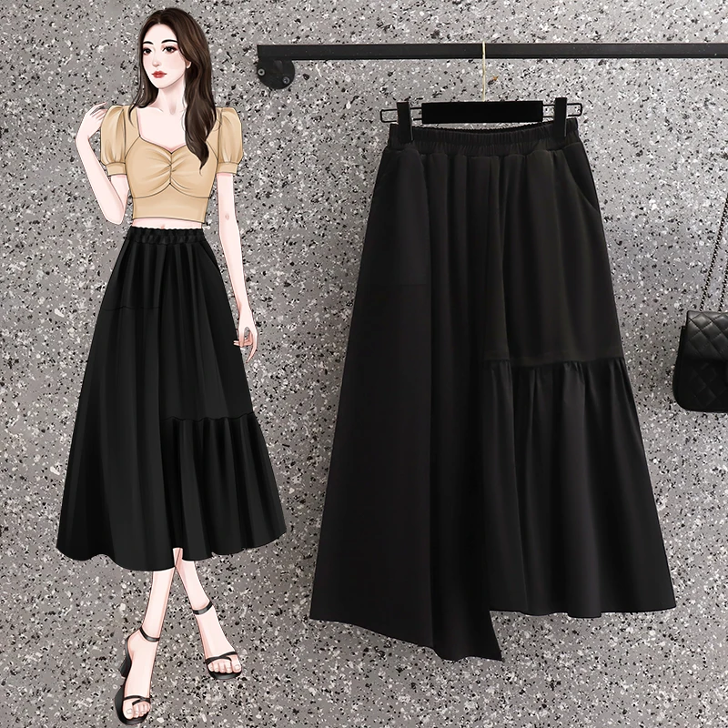 2023 New Arrival Summer Korean Style Women Casual Loose A-line Asymmetrical Mid-calf Skirt Elastic Waist Patchwork Skirts V340
2023 New Arrival Summer Korean Style Women Casual Loose A-line Asymmetrical Mid-calf Skirt Elastic Waist Patchwork Skirts V340