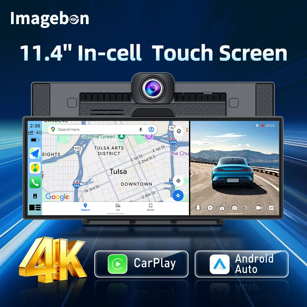 11.4" Imagebon H70-K 4K Dashcam Wireless CarPlay Android Auto Car DVR AI Car Display Split Screen Multitasking Smart Monitor
11.4" Imagebon H70-K 4K Dashcam Wireless CarPlay Android Auto Car DVR AI Car Display Split Screen Multitasking Smart Monitor