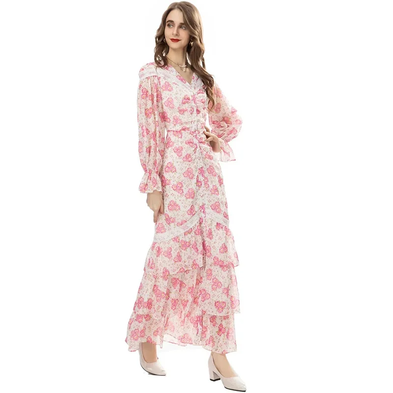 2023 Fashion Runway Spring Women Flare Sleeve Single Breasted Pink Flower Print Elegant Holiday Party Drssses
2023 Fashion Runway Spring Women Flare Sleeve Single Breasted Pink Flower Print Elegant Holiday Party Drssses