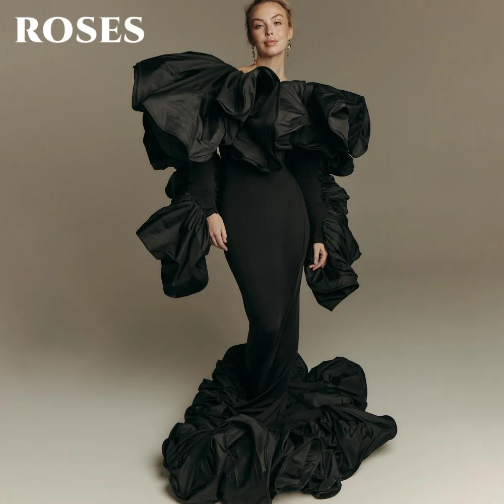 ROSES Black 3D Flower-Type Elegant Prom Gown Backless Cross Back Special Occasion Dress Satin Mermaid Evening Dress Customized
ROSES Black 3D Flower-Type Elegant Prom Gown Backless Cross Back Special Occasion Dress Satin Mermaid Evening Dress Customized