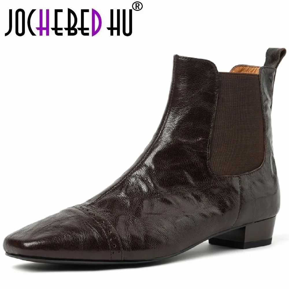 【JOCHEBED HU】Handmade genuine leather elastic slip-on flats autumn ankle boots square toe casual female quality Chelsea 34-40
【JOCHEBED HU】Handmade genuine leather elastic slip-on flats autumn ankle boots square toe casual female quality Chelsea 34-40