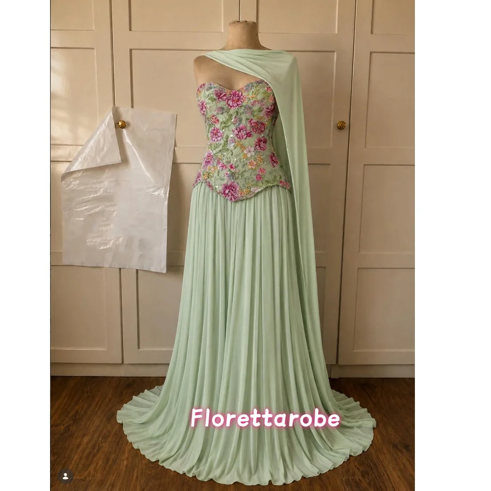 Elegant A Line Women's Evening Gowns with Scarf Appliques Lace Flowers Sequined Wedding Guest Party Gown Prom Dresses Customized
Elegant A Line Women's Evening Gowns with Scarf Appliques Lace Flowers Sequined Wedding Guest Party Gown Prom Dresses Customized