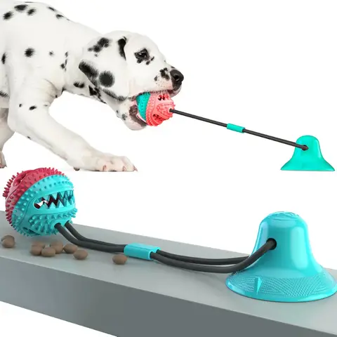 Cães brinquedos de comida silicone ventosa tug interativo cão bola brinquedo para pet mastigar mordida limpeza dos dentes escova alimentação suprimentos para animais de estimação