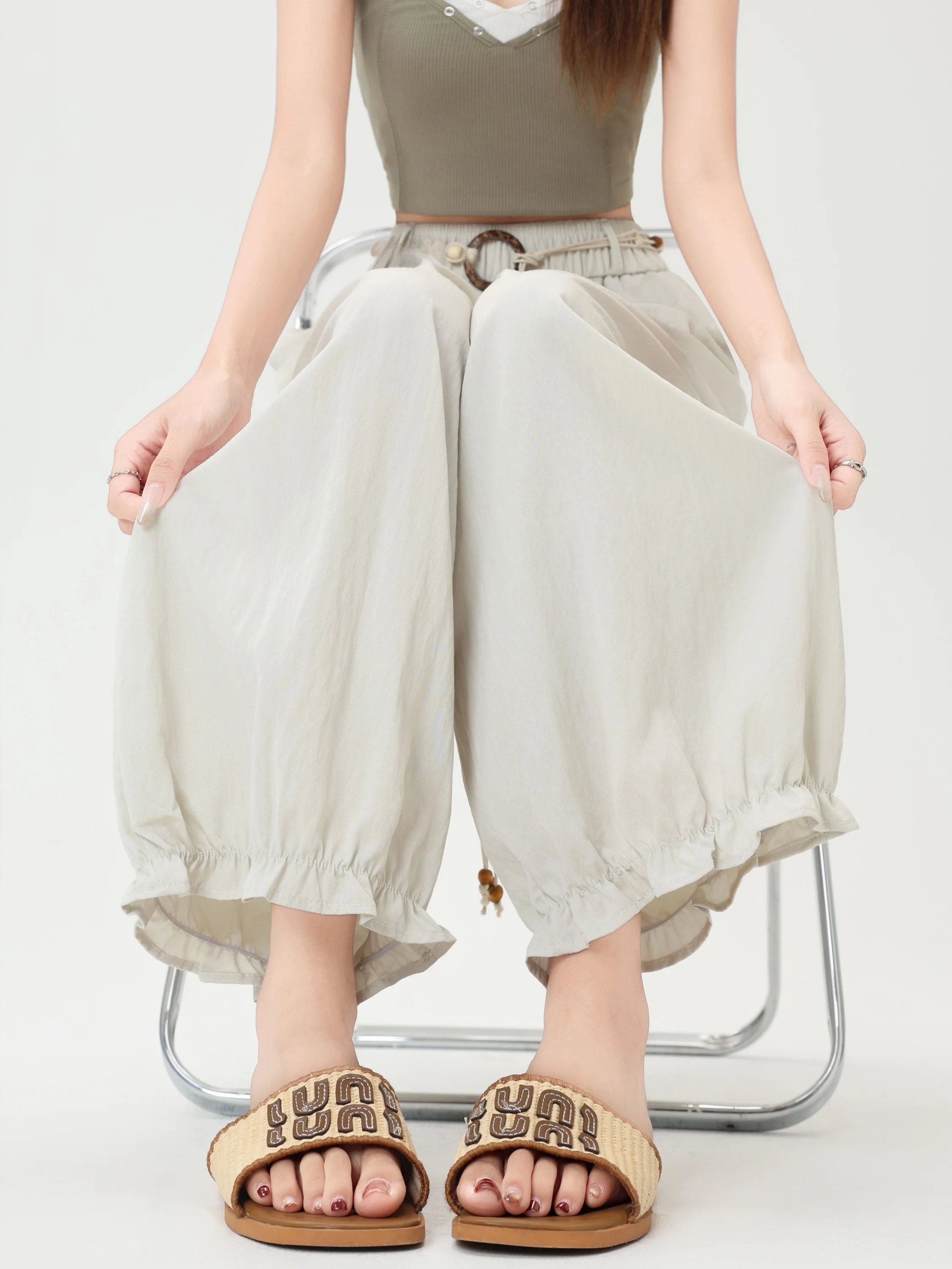 Ice Silk Cotton Linen Bloomer Lantern Pants Women Summer Thin Small Size Elastic High Waist Loose Slim Nine Points Harlan Pants
Ice Silk Cotton Linen Bloomer Lantern Pants Women Summer Thin Small Size Elastic High Waist Loose Slim Nine Points Harlan Pants