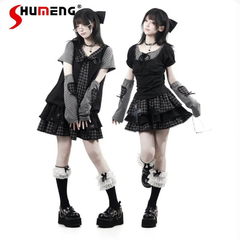 Original Sweet Cool Girl's Y2k Skirt Set Summer New 2026 Japanese Women's Short-sleeved Top Skirt Dress Hand Sleeve Outfit
Original Sweet Cool Girl's Y2k Skirt Set Summer New 2026 Japanese Women's Short-sleeved Top Skirt Dress Hand Sleeve Outfit