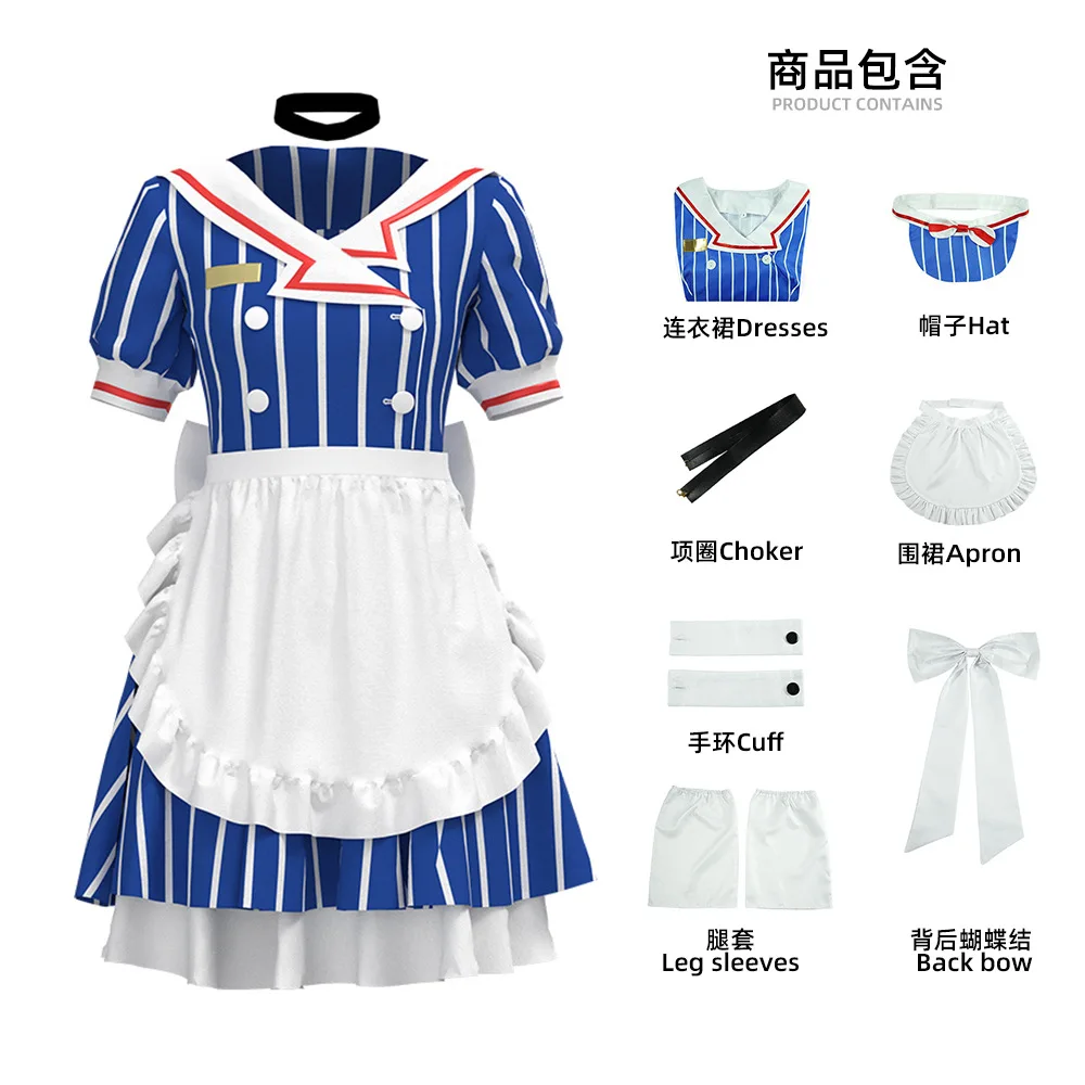 Miku Cosplay Costumes Anime Mesmerizer Uniform Women Striped Maid Dress Hat Apron Suit Halloween Christmas Carnival Party Dress
Miku Cosplay Costumes Anime Mesmerizer Uniform Women Striped Maid Dress Hat Apron Suit Halloween Christmas Carnival Party Dress