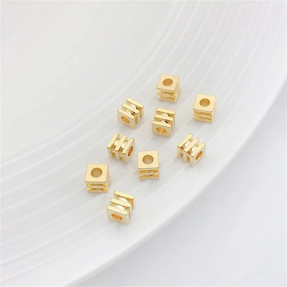 14K Gold Three Line Square Beads Scattered Beads Separated Beads DIY Handmade Bracelets Necklaces Jewelry Materials Accessories 
14K Gold Three Line Square Beads Scattered Beads Separated Beads DIY Handmade Bracelets Necklaces Jewelry Materials Accessories