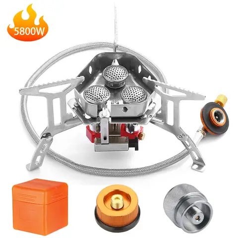 Outdoor Camping Head Stove Tourist Portable Windproof Stove Camping Picnic Survive Burner 5800W Big Power Foldable Gas Stove