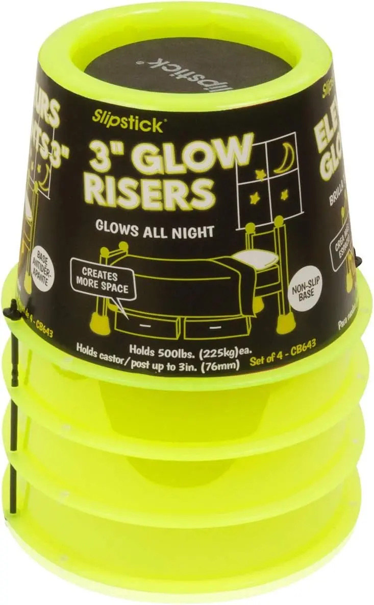 3” Lift Glow in The Dark Bed Risers/Furniture Risers – Adds 3 inch Height for Under Bed Storage & Shows Bed Loca
3” Lift Glow in The Dark Bed Risers/Furniture Risers – Adds 3 inch Height for Under Bed Storage & Shows Bed Loca