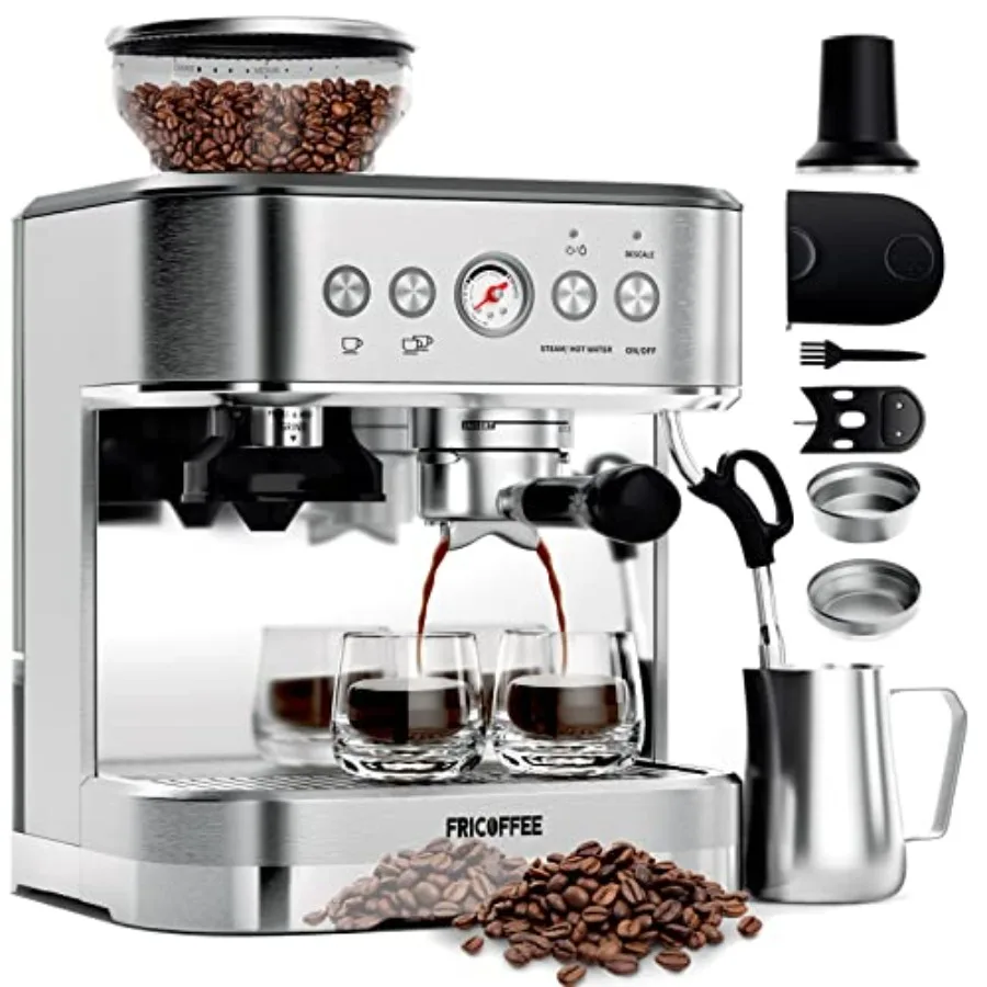 Semi Automatic Espresso Machine with Grinder Stainless Steel Cappuccino Maker with Milk Frother Espresso Maker for Home Use
Semi Automatic Espresso Machine with Grinder Stainless Steel Cappuccino Maker with Milk Frother Espresso Maker for Home Use