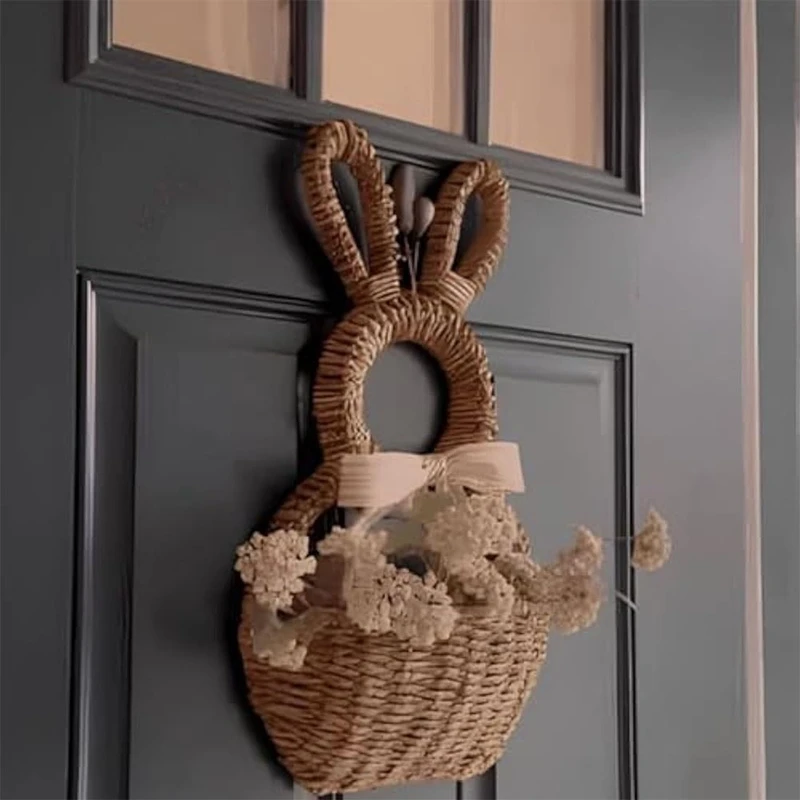 PORK-Bunny Basket Hanging Wall Pocket Spring Decor, Hand Woven Wicker Easter Bunny Basket Wall Pocket,For Decorations
PORK-Bunny Basket Hanging Wall Pocket Spring Decor, Hand Woven Wicker Easter Bunny Basket Wall Pocket,For Decorations