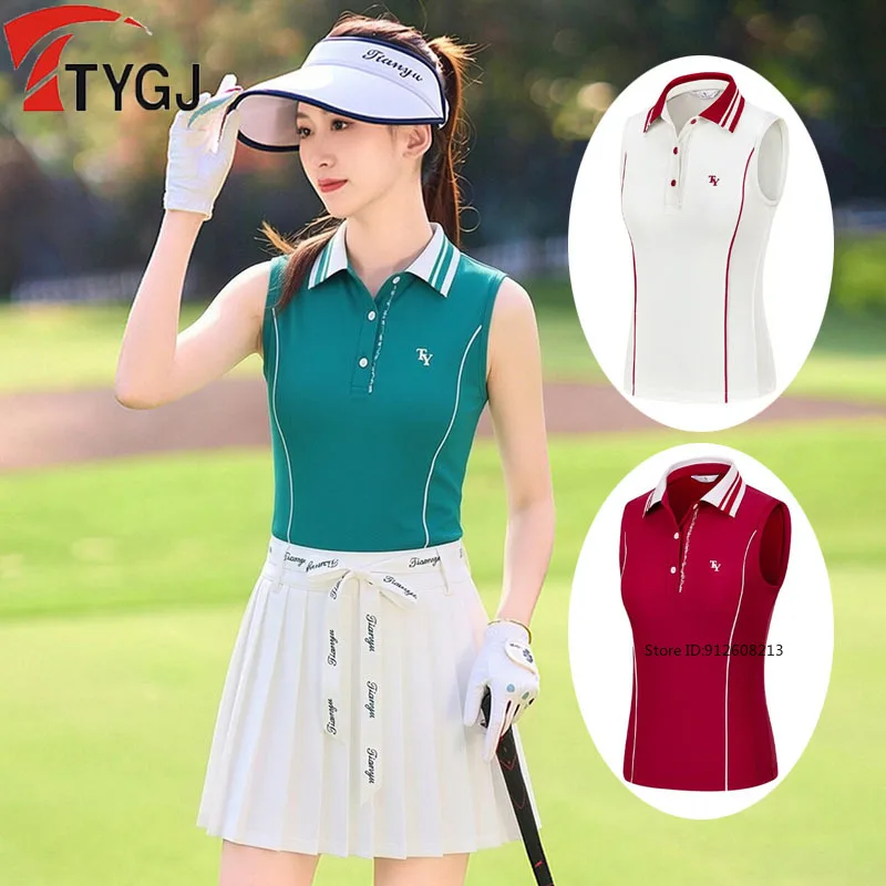 TTYGJ Summer Sleeveless Camisole Golf Shirt for Women Polo Collar Slim Casual Tops Ladies Breathable Quick-dry Golf Apparel
TTYGJ Summer Sleeveless Camisole Golf Shirt for Women Polo Collar Slim Casual Tops Ladies Breathable Quick-dry Golf Apparel