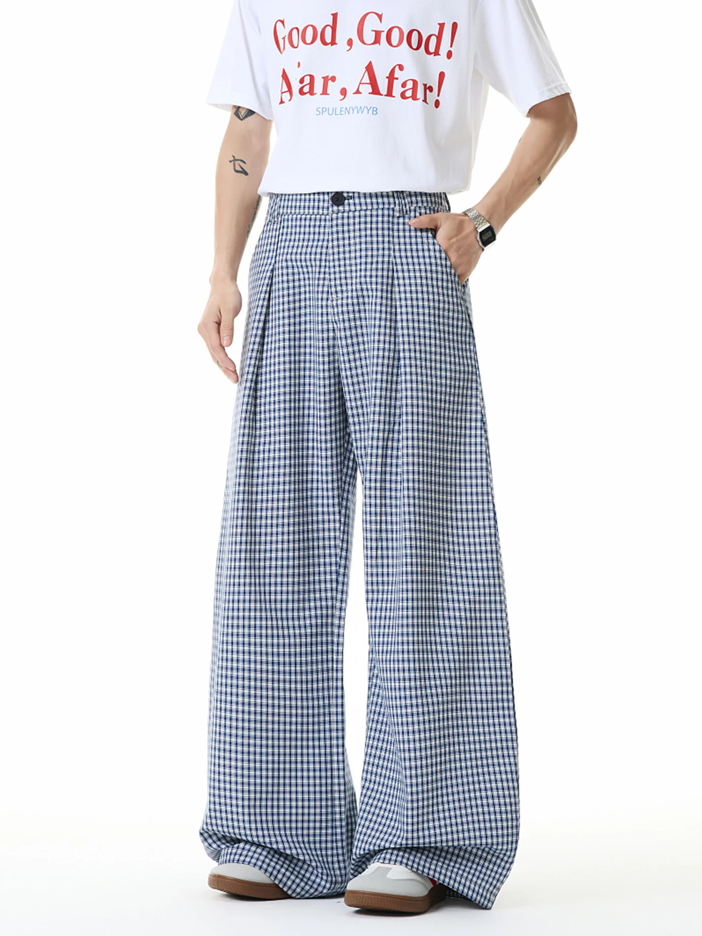 Casual Men's Loose Wide Leg Pants American High Street Vintage Plaid Drapey Comfortable Summer Long Trousers Breathable Skin-...
Casual Men's Loose Wide Leg Pants American High Street Vintage Plaid Drapey Comfortable Summer Long Trousers Breathable Skin-...