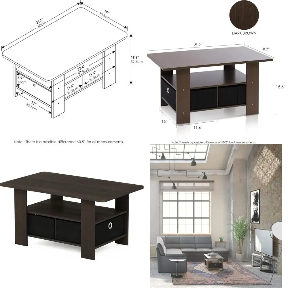 Compact Storage Coffee Table with Bin, Suitable for Living Room, Bedroom, or Home Office, in Cognac Brown
Compact Storage Coffee Table with Bin, Suitable for Living Room, Bedroom, or Home Office, in Cognac Brown