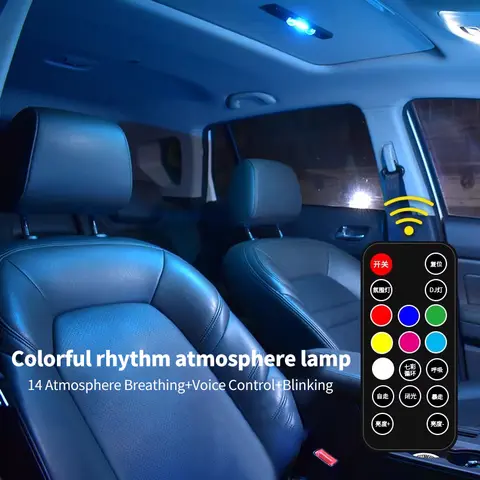 Car bottom USB ambient light, wiring free modification, wireless induction, voice controlled rhythm, car interior LED light