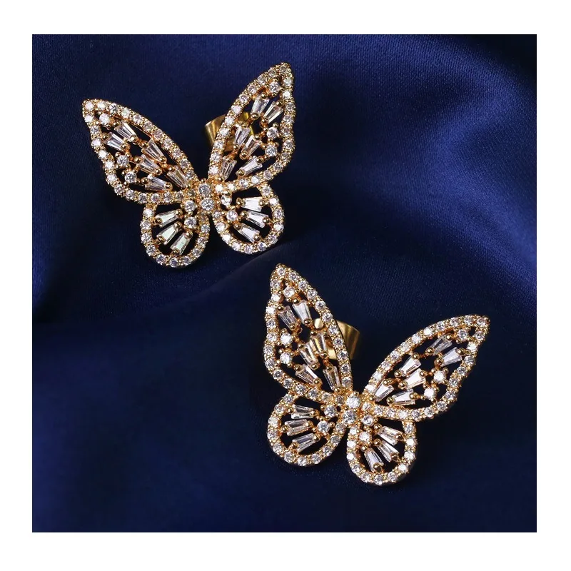 Zircon Butterfly Earrings Women's Copper Earrings Internet Celebrity Electroplating Creative Stud Earrings
Zircon Butterfly Earrings Women's Copper Earrings Internet Celebrity Electroplating Creative Stud Earrings