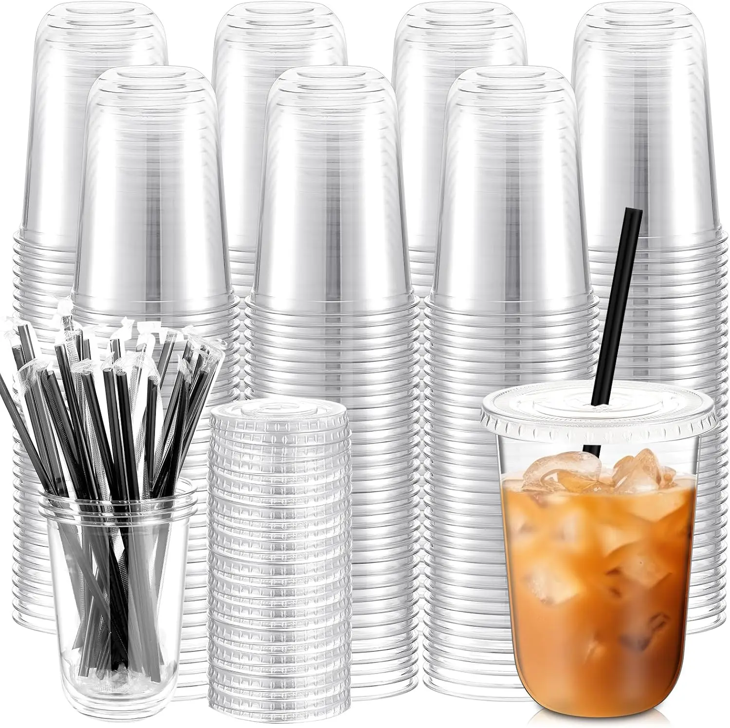 1000 Set Clear Plastic Cups with Lids and Straws, 16oz Disposable Iced Coffee PET Cups for Cold Drinks, Smoothie, Party Supplies
1000 Set Clear Plastic Cups with Lids and Straws, 16oz Disposable Iced Coffee PET Cups for Cold Drinks, Smoothie, Party Supplies