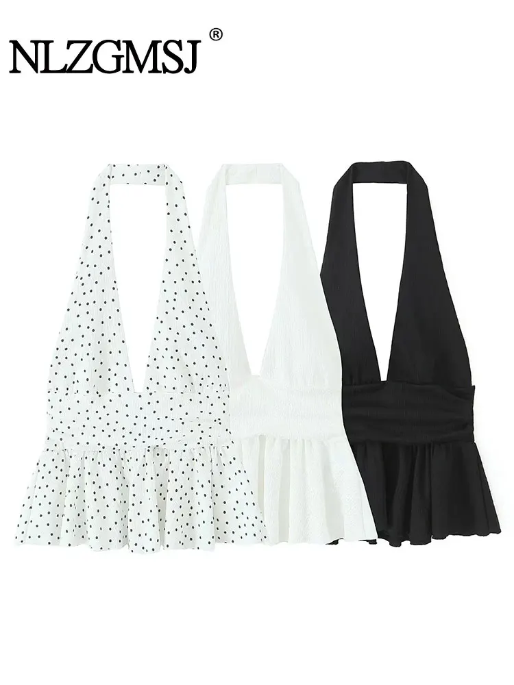 Sexy Chic Women Halter Tops Sleeveless Vest New Fashion 2025 Spring Summer Beach Holiday Party Tops 
Sexy Chic Women Halter Tops Sleeveless Vest New Fashion 2025 Spring Summer Beach Holiday Party Tops