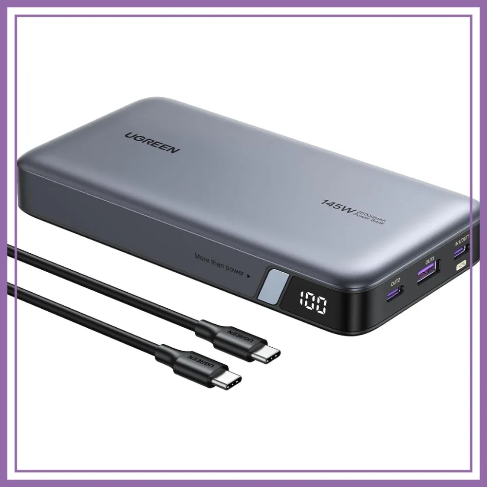 25,000mAh 145W Laptop Portable Charger, 3-Port USB C PD Battery Pack, for MacBook Pro/Air, Dell XPS, iPhone 17/16/15/14, Galaxy S26 Steam Deck, iPad
25,000mAh 145W Laptop Portable Charger, 3-Port USB C PD Battery Pack, for MacBook Pro/Air, Dell XPS, iPhone 17/16/15/14, Galaxy S26 Steam Deck, iPad