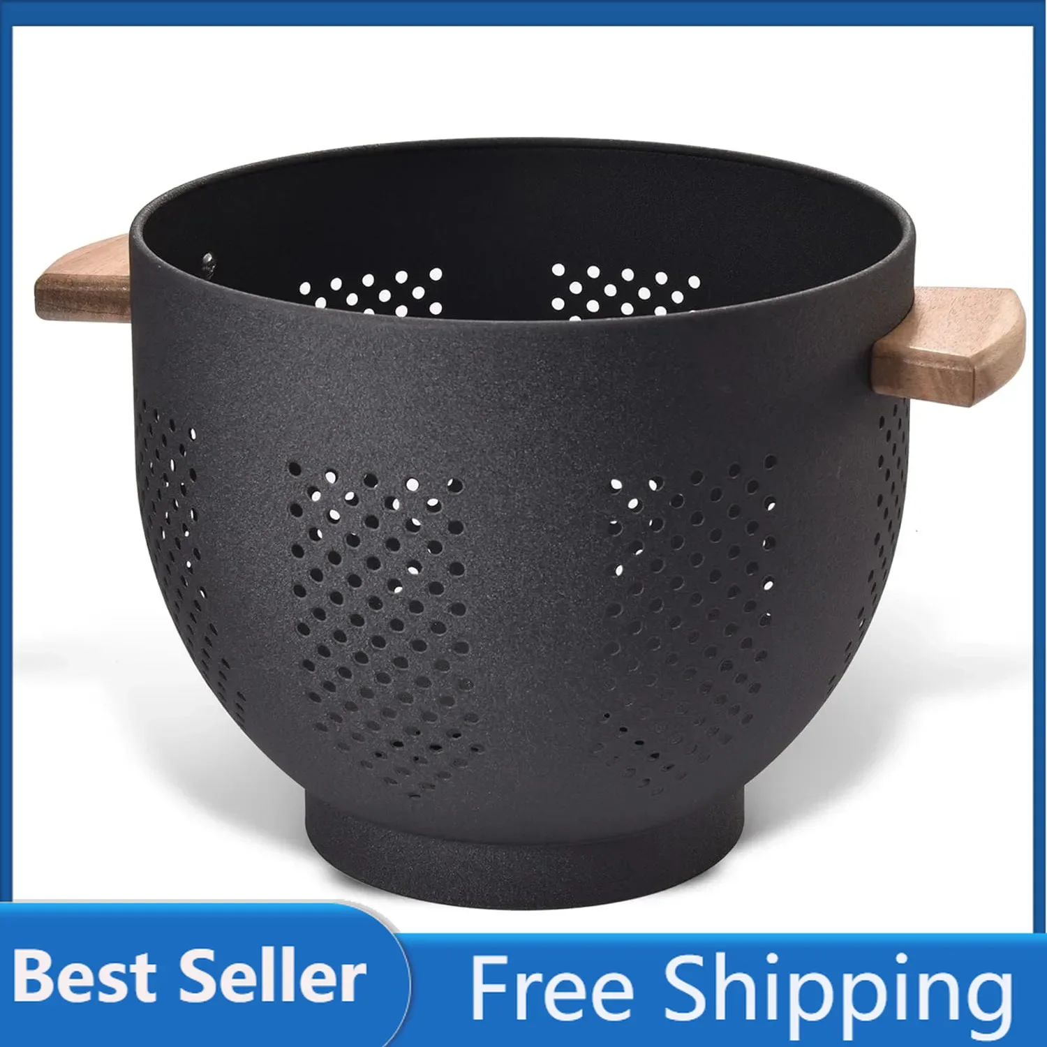 Metal Colander with Wood Handle and Stable Base, Powder Coated Steel Kitchen Strainer Basket for Draining Pasta, Vegetable
Metal Colander with Wood Handle and Stable Base, Powder Coated Steel Kitchen Strainer Basket for Draining Pasta, Vegetable