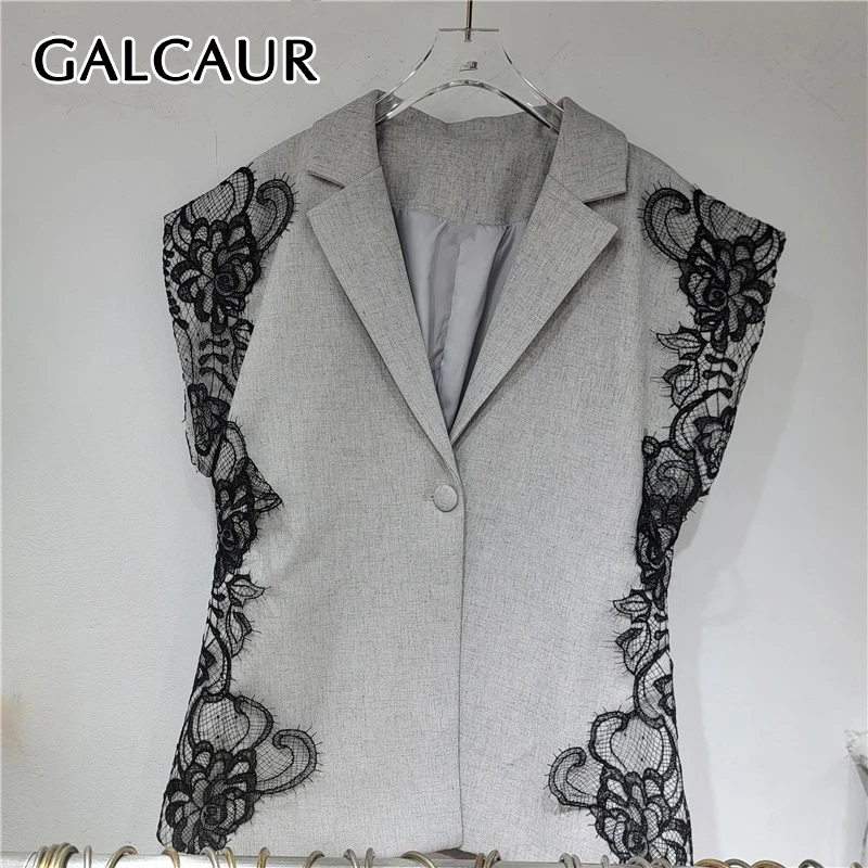 GALCAUR Hit Color Design Sense Casual Vest Female Lapel Sleeveless Slimming Versatile Side Spliced Lace Tank Tops Summer Fashion 
GALCAUR Hit Color Design Sense Casual Vest Female Lapel Sleeveless Slimming Versatile Side Spliced Lace Tank Tops Summer Fashion
