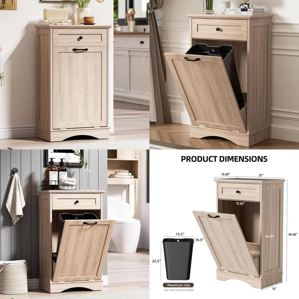 13 Gallon Freestanding Trash and Recycling Cabinet for Kitchen or Living Room, Natural Finish
13 Gallon Freestanding Trash and Recycling Cabinet for Kitchen or Living Room, Natural Finish