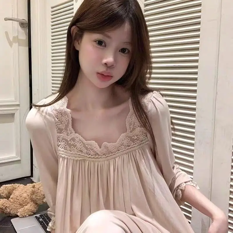 Woman Pajamas Spring Autumn New Style Lady Nightgown Summer Long Sleeves Skirt Lounge Clothes Comfortable Sweet Sleepwear
Woman Pajamas Spring Autumn New Style Lady Nightgown Summer Long Sleeves Skirt Lounge Clothes Comfortable Sweet Sleepwear