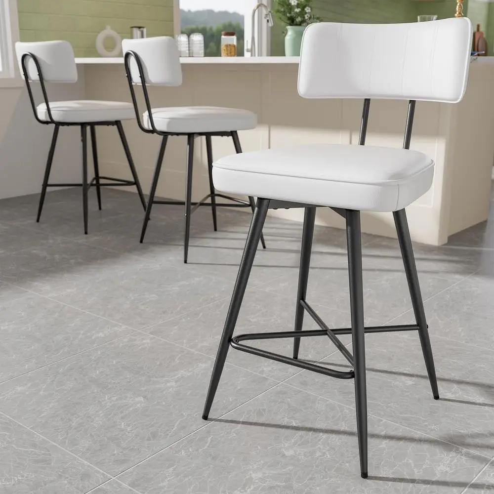 Bar Stools Set of 3, Kitchen Counter stools with Backs and Metal Legs, 26 Swivel Barstools for Counter Height, Faux Leather in
Bar Stools Set of 3, Kitchen Counter stools with Backs and Metal Legs, 26 Swivel Barstools for Counter Height, Faux Leather in