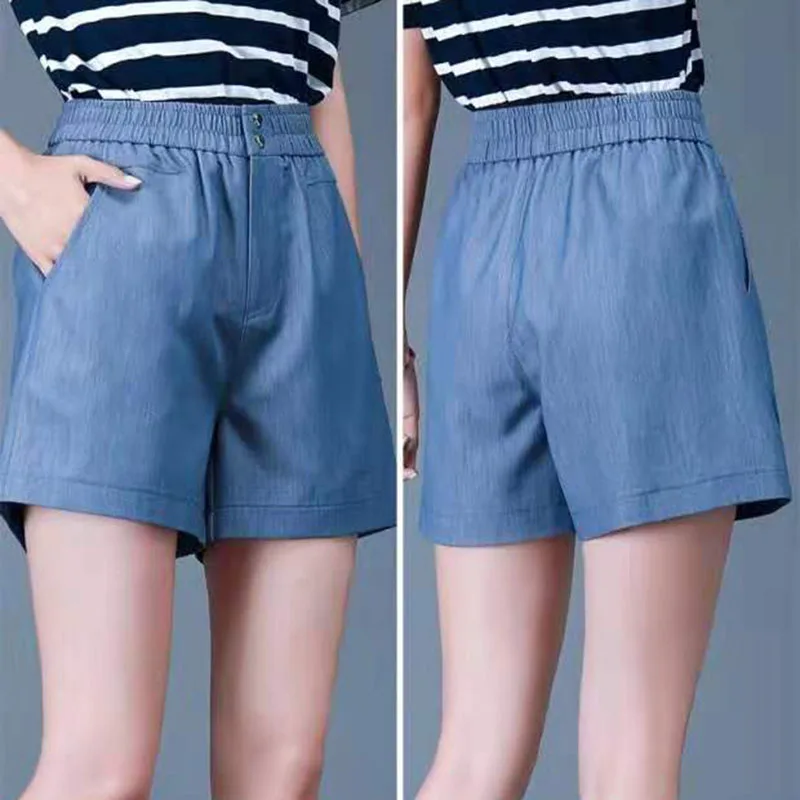 Baggy Short Pants Ladies Casual Solid Wide Leg Beach Shorts Ice Silk Denim Shorts Women 2024 Summer Thin Elastic Waist
Baggy Short Pants Ladies Casual Solid Wide Leg Beach Shorts Ice Silk Denim Shorts Women 2024 Summer Thin Elastic Waist