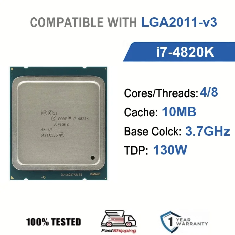 Intel Core i7-4820K 4 Core 8 Thread 3.70GHz 130W 10MB Cache 22nm LGA2011-v3 SRAAT DDR4-2133 MHz Ivy Bridge-E
Intel Core i7-4820K 4 Core 8 Thread 3.70GHz 130W 10MB Cache 22nm LGA2011-v3 SRAAT DDR4-2133 MHz Ivy Bridge-E