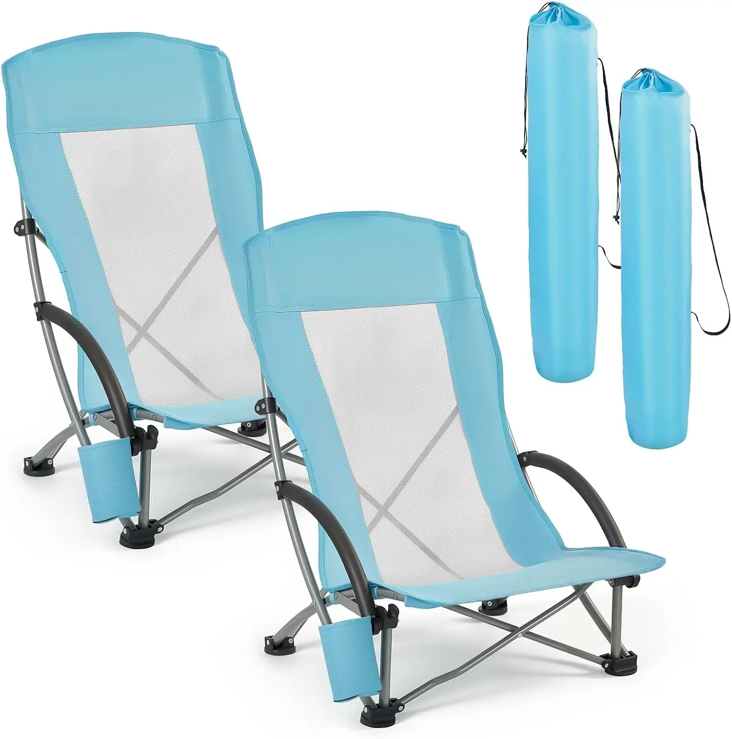 Folding Beach Chair High Back Camping Chairs for Adults with Cup Pocket Mesh Back Carry Bag Extra Wide Seat 330 lbs Heavy Duty
Folding Beach Chair High Back Camping Chairs for Adults with Cup Pocket Mesh Back Carry Bag Extra Wide Seat 330 lbs Heavy Duty