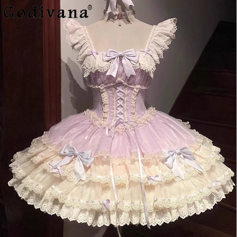 Purple Cute Girl Ballet Style Cake Dress Summer Lolita Jsk Sweet Daily Wear Dress Women's Birthday Party Wedding Dress
Purple Cute Girl Ballet Style Cake Dress Summer Lolita Jsk Sweet Daily Wear Dress Women's Birthday Party Wedding Dress