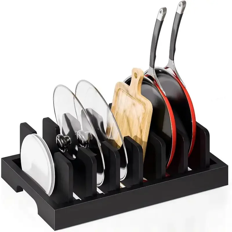 Bamboo Pot and Pan Organizer Rack with 7 Adjustable Dividers, Cabinet/Counter Storage for Pots Pans Lids Boards Baking Sheets
Bamboo Pot and Pan Organizer Rack with 7 Adjustable Dividers, Cabinet/Counter Storage for Pots Pans Lids Boards Baking Sheets