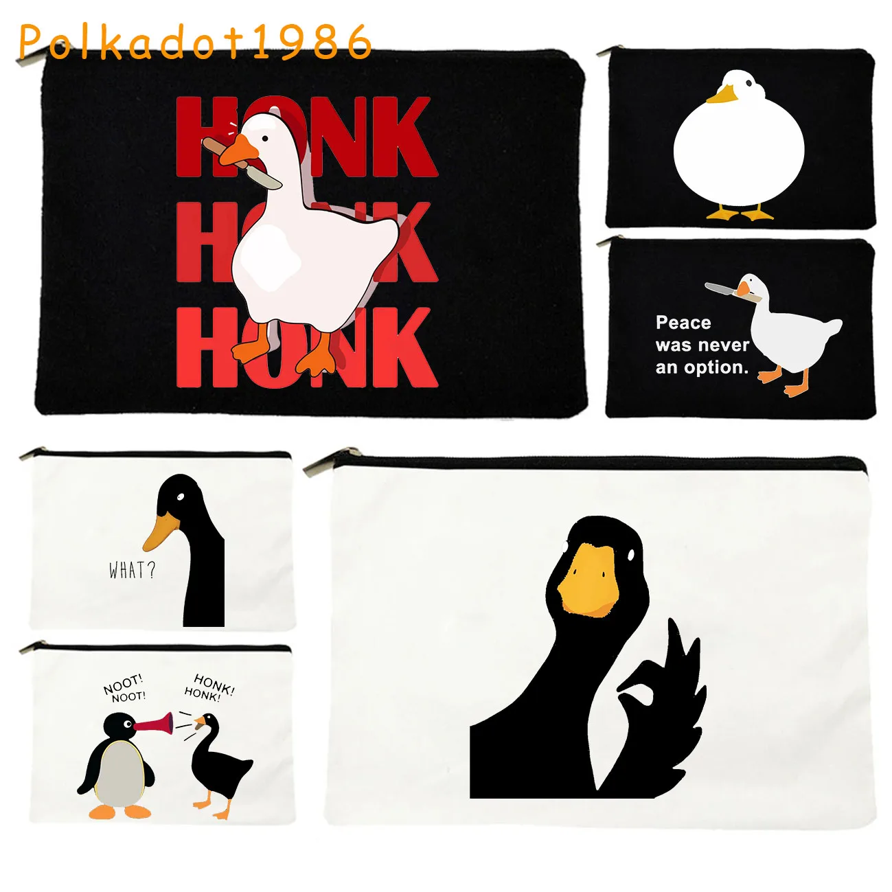 Funny Honk Untitled Goose Game Lovely Meme Judgmental Duck Cute Gifts Canvas Cosmetic Bags Toilet Makeup Bags School Pencil Case
Funny Honk Untitled Goose Game Lovely Meme Judgmental Duck Cute Gifts Canvas Cosmetic Bags Toilet Makeup Bags School Pencil Case