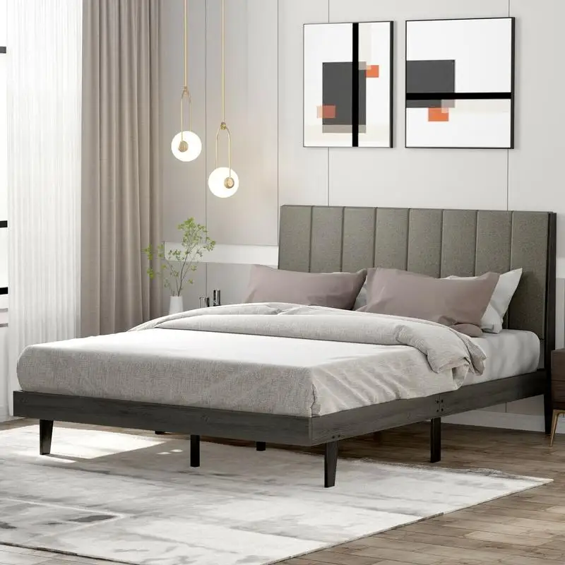 Queen Size Upholstered Bed Frame with Tufted Headboard
Queen Size Upholstered Bed Frame with Tufted Headboard