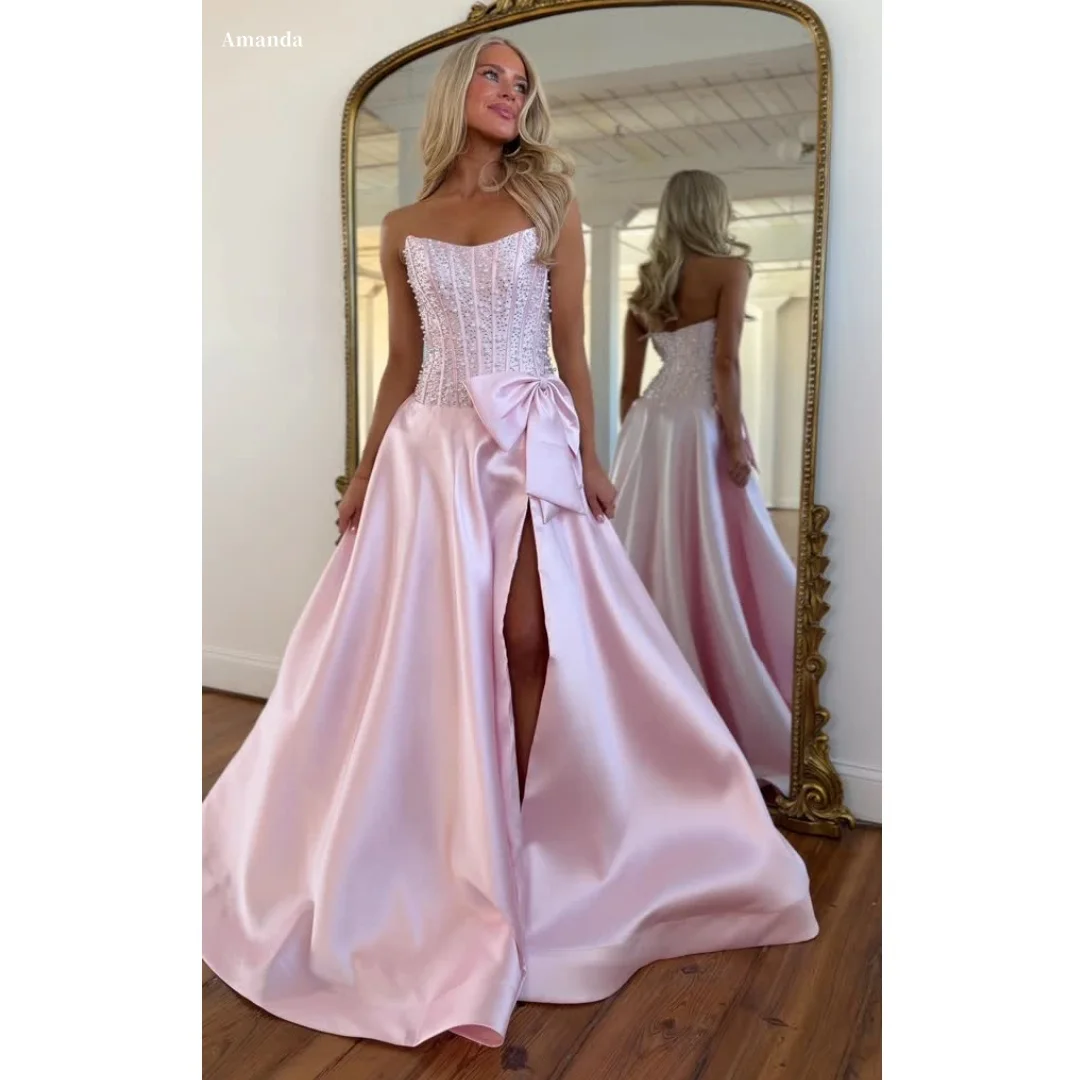 Amanda Customized Blush Pink Strapless Prom Dress with Beaded Corset Bodice Satin Ball Gown Skirt with Bow Detail Wedding Gala
Amanda Customized Blush Pink Strapless Prom Dress with Beaded Corset Bodice Satin Ball Gown Skirt with Bow Detail Wedding Gala