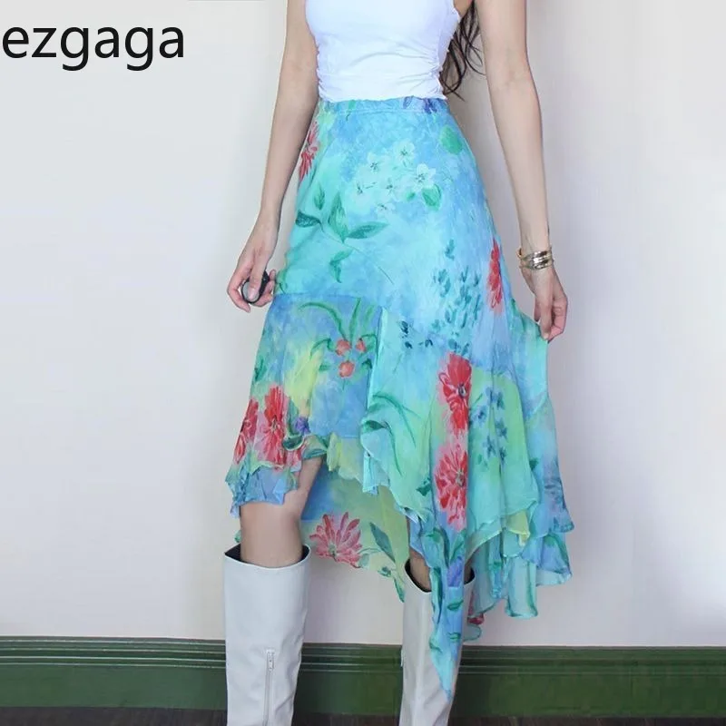 Ezgaga Skirts Women Floral Printed Irregular Mesh Ruffles Temperament Holiday Fashion Casual Female Long Skirt Casual Chic
Ezgaga Skirts Women Floral Printed Irregular Mesh Ruffles Temperament Holiday Fashion Casual Female Long Skirt Casual Chic