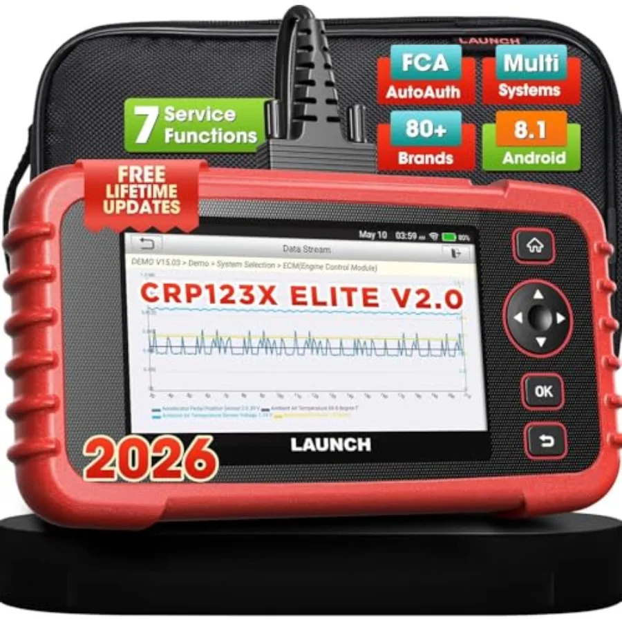 OBD2 Scanner 2026 US Ver. CRP123X V2.0 Elite, 7 Reset Scan Tool, FCA SGW, Engine ABS SRS Transmission Code Reader, Cloud Report
OBD2 Scanner 2026 US Ver. CRP123X V2.0 Elite, 7 Reset Scan Tool, FCA SGW, Engine ABS SRS Transmission Code Reader, Cloud Report