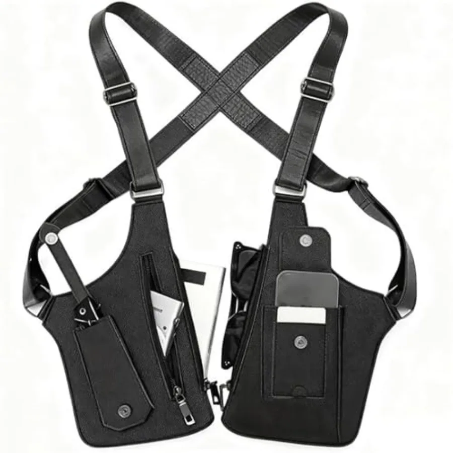 Double Shoulder Armpit Bag, Underarm Shoulder Bag for Men, Adjustable Leather Armor Crossbody Pack Multi-Pocket
Double Shoulder Armpit Bag, Underarm Shoulder Bag for Men, Adjustable Leather Armor Crossbody Pack Multi-Pocket