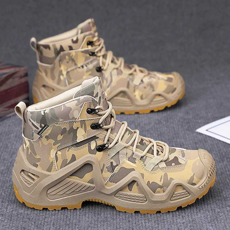 Waterproof Desert Camouflage High-Top Men's Boots British Style Outdoor Work Boots Anti-Slip Fashionable Youth Boots
Waterproof Desert Camouflage High-Top Men's Boots British Style Outdoor Work Boots Anti-Slip Fashionable Youth Boots