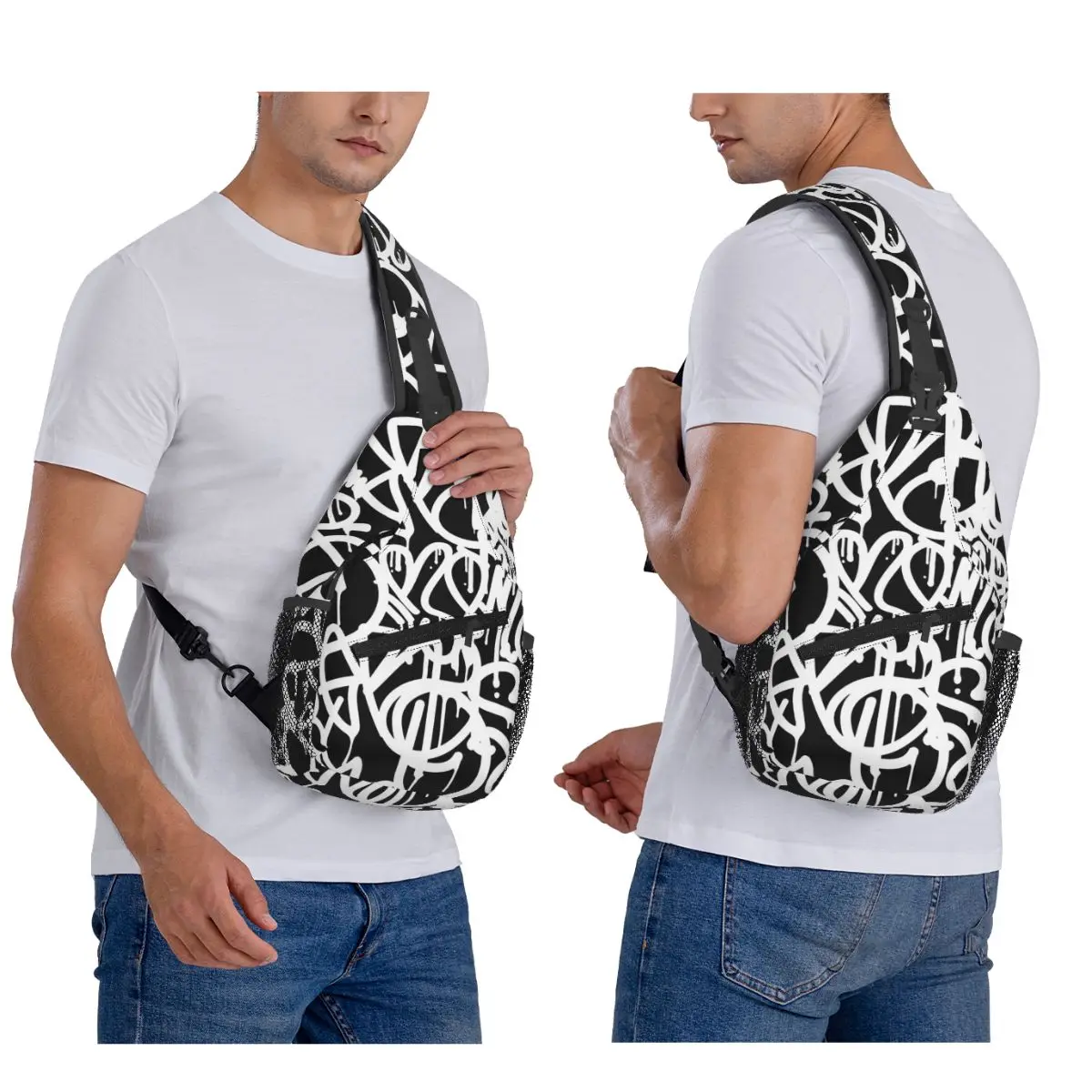 Black And White Graffiti Chest Bag Men Sling Crossbody Backpack Chest Bag Traveling Hiking Daypack Shoulder Bag
Black And White Graffiti Chest Bag Men Sling Crossbody Backpack Chest Bag Traveling Hiking Daypack Shoulder Bag