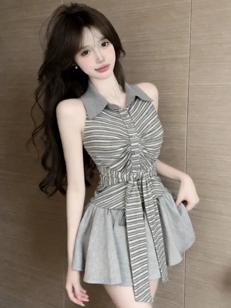 Slim Fit Neck Sleeveless Shirt Women's Fashionable Summer New Waist Cinched Short Top Striped Design Sweet Style Casual ...
Slim Fit Neck Sleeveless Shirt Women's Fashionable Summer New Waist Cinched Short Top Striped Design Sweet Style Casual ...