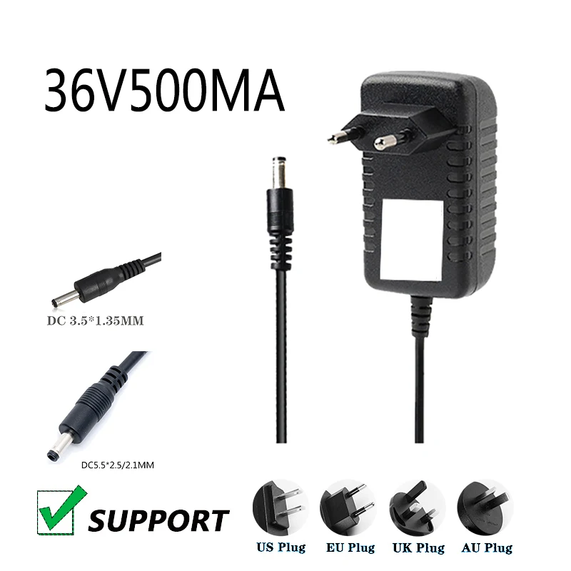 Universal AC/DC Converter 100-240V Input 36V 0.5A High Voltage Adapter with EU Plug 5.5mm x 2.1-2.5mm DC 3.5MM Jack
Universal AC/DC Converter 100-240V Input 36V 0.5A High Voltage Adapter with EU Plug 5.5mm x 2.1-2.5mm DC 3.5MM Jack