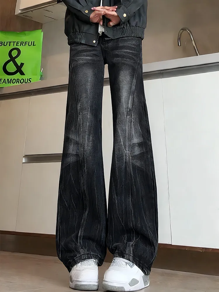 Cleanfit Black Lightning Pattern Men's Jeans mid Waist Straight Leg Micro Flared Pants American High Street Style Spring Wear
Cleanfit Black Lightning Pattern Men's Jeans mid Waist Straight Leg Micro Flared Pants American High Street Style Spring Wear