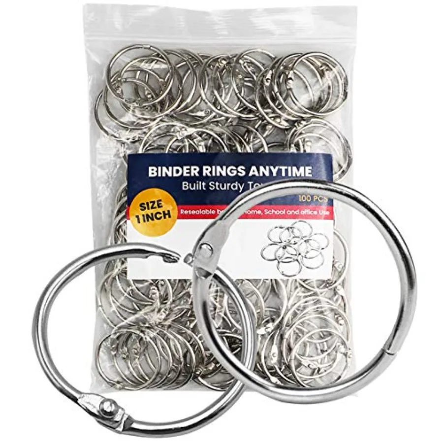 Binder Rings 1 Inch 100 pcs-Sturdy Book Rings-Loose Leaf Binder Ring for Index Cards Flashcards and Paper-Nickel Plated Metal R
Binder Rings 1 Inch 100 pcs-Sturdy Book Rings-Loose Leaf Binder Ring for Index Cards Flashcards and Paper-Nickel Plated Metal R
