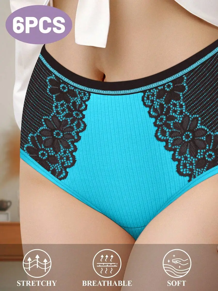 6 Pcs Womens Cotton Lace Trim Jacquard Briefs Soft Breathable Stretchy
6 Pcs Womens Cotton Lace Trim Jacquard Briefs Soft Breathable Stretchy