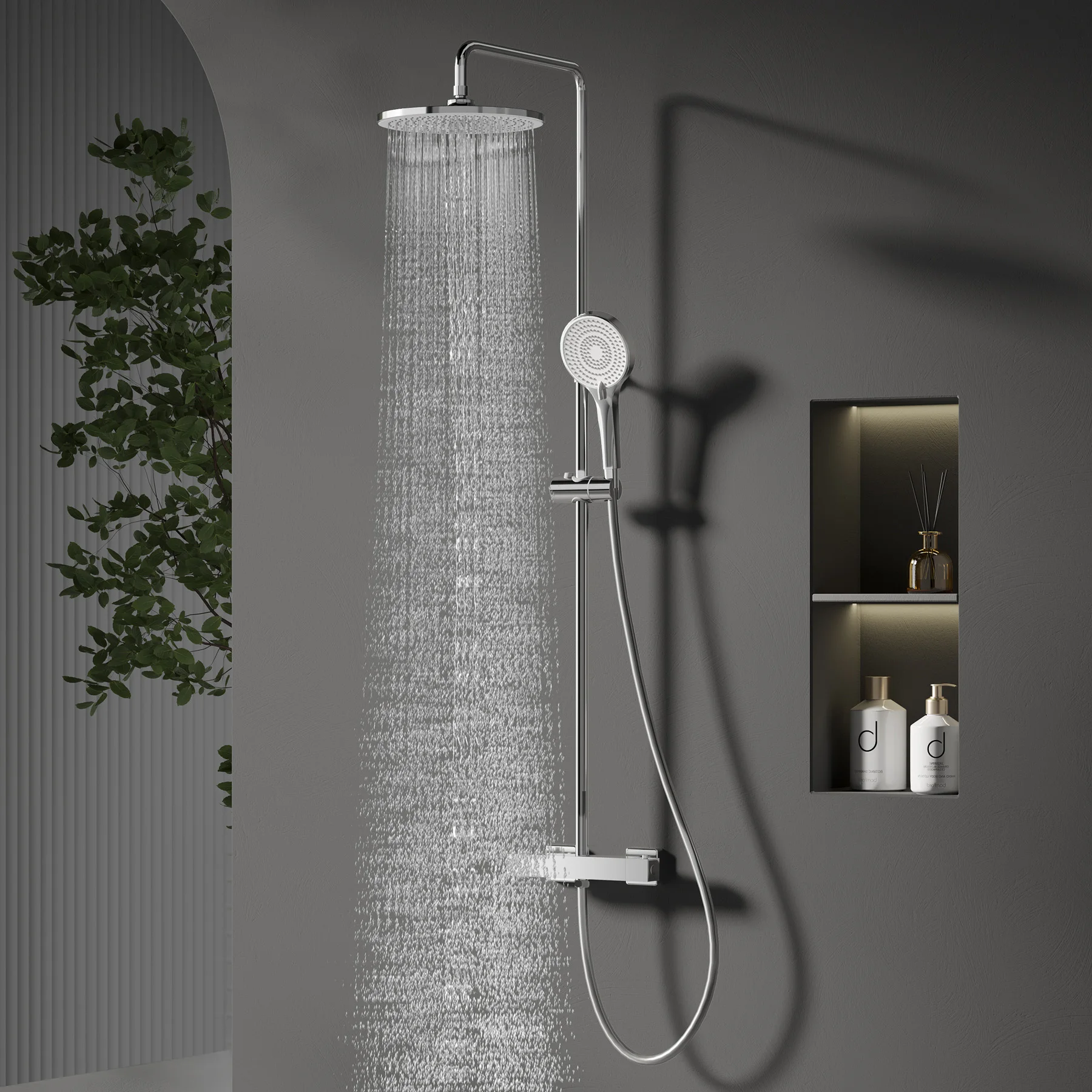 Wall Mounted Rain Shower Head Kit 3 Mode All-Copper Adjustable Height Shower System Set Thermostatic Shower Mixer
Wall Mounted Rain Shower Head Kit 3 Mode All-Copper Adjustable Height Shower System Set Thermostatic Shower Mixer