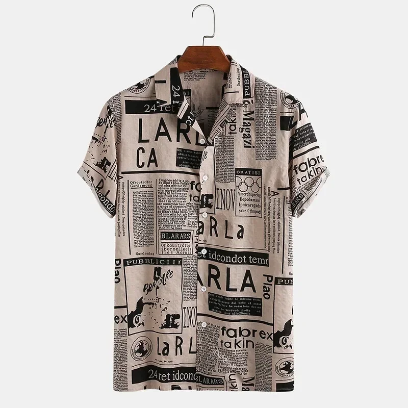 2022 Men's Short Sleeve Shirts Casual Vintage Newspaper Print Vacation Hawaiian Shirts Plus Size S-5XL formal shirts for men
2022 Men's Short Sleeve Shirts Casual Vintage Newspaper Print Vacation Hawaiian Shirts Plus Size S-5XL formal shirts for men