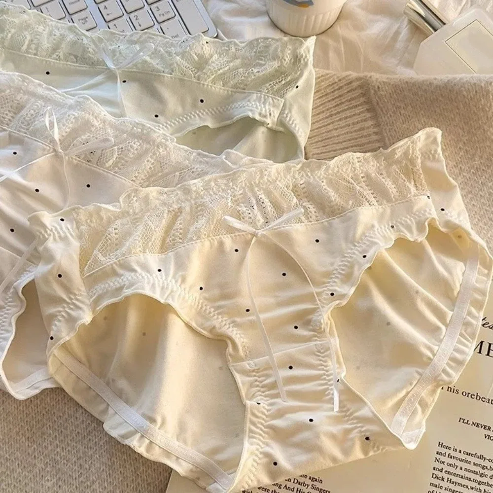 Cute Mid-waist Underwear Women Dots Ruffle Sweet Panties Underpants Patchwork Cotton Bow Briefs Girl
Cute Mid-waist Underwear Women Dots Ruffle Sweet Panties Underpants Patchwork Cotton Bow Briefs Girl