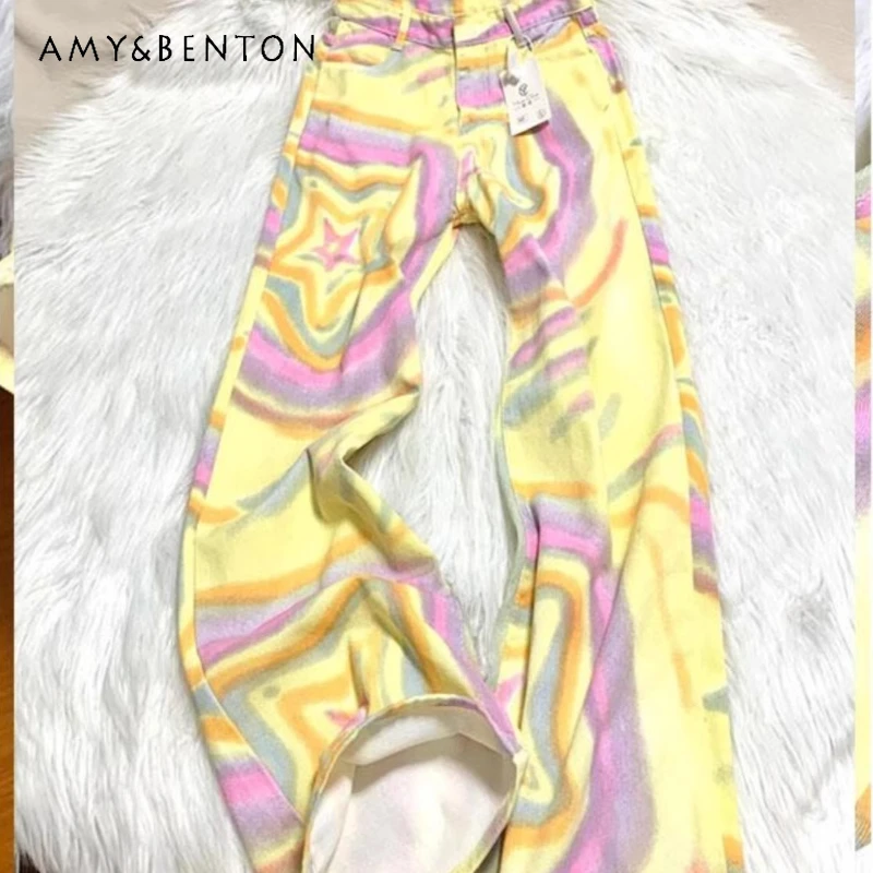 2025 Spring And Autumn Colored Sweet Cool Girls Star Tie-Dyed Slight Jeans New High Waist Loose Straight Wide Leg Pants Ladies
2025 Spring And Autumn Colored Sweet Cool Girls Star Tie-Dyed Slight Jeans New High Waist Loose Straight Wide Leg Pants Ladies